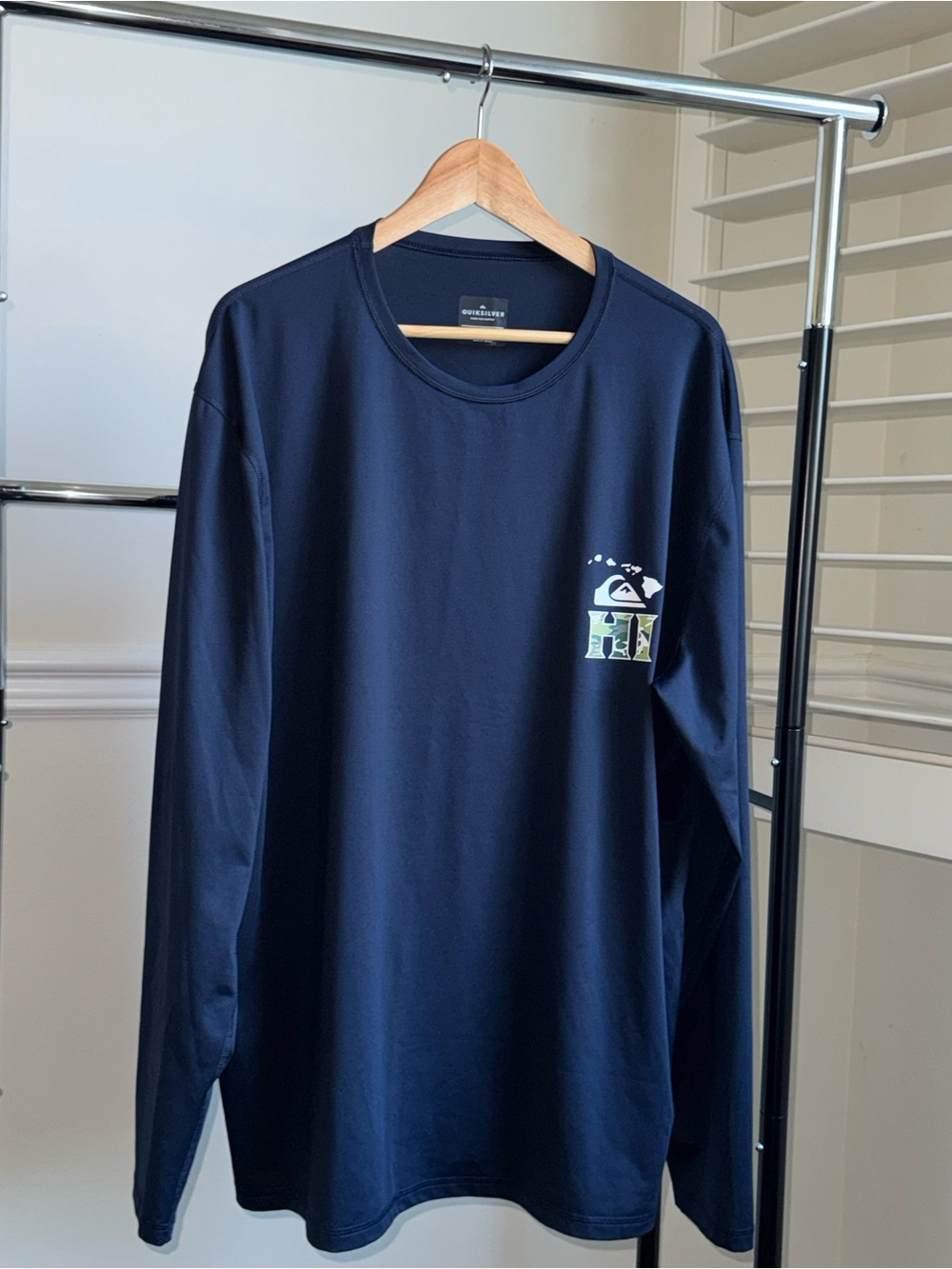 Quiksilver Long-Sleeve Made for Surfing T-Shirt Long Sleeve Navy XXL Pre-Owned